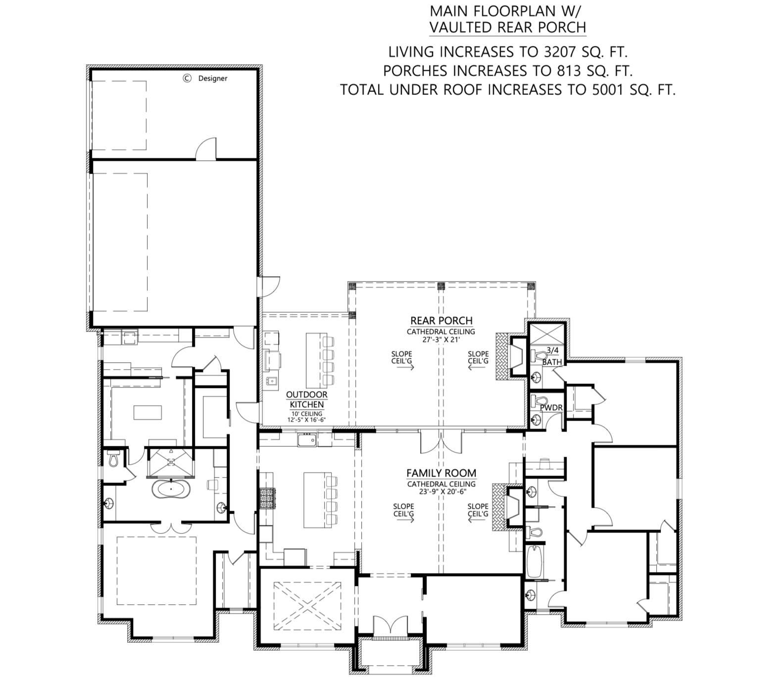 Main Floorplan with Vaulted Rear Porch