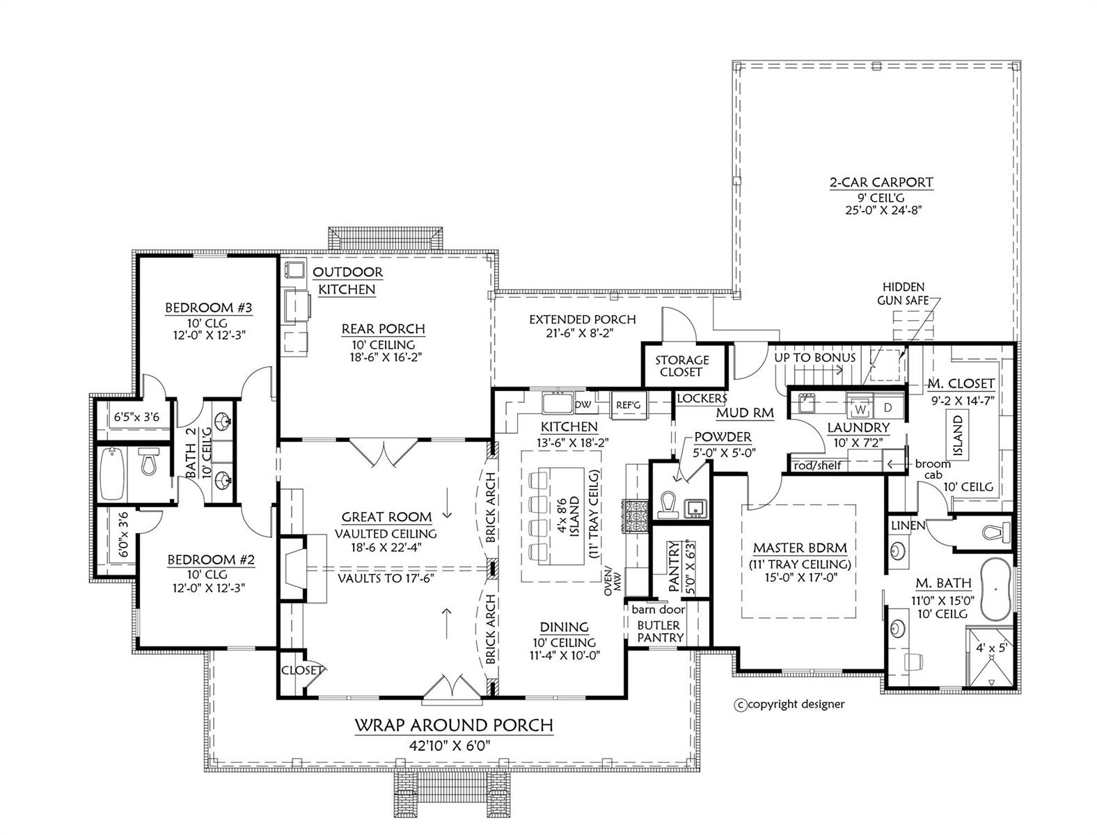 Country House Plan With 3 Bedrooms And 2 5 Baths Plan 1369