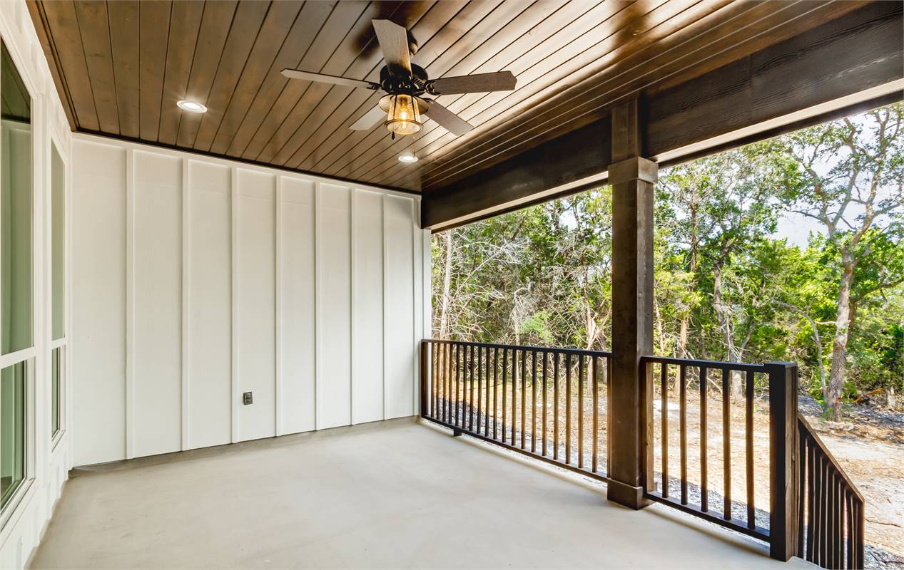 Rear Covered Porch with Kebony Cladding and Ceiling Fans