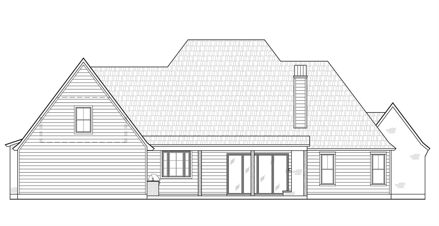 Black and White Rear Rendering with Covered Rear Porch