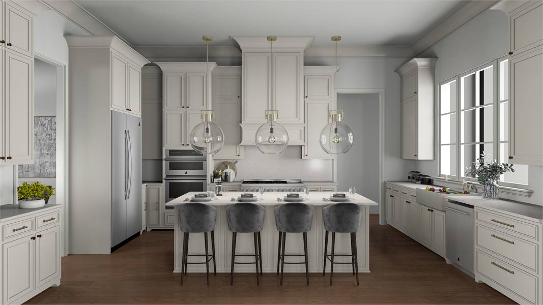 Kitchen with Island Seating and JennAir® Appliances image of Plan 6838