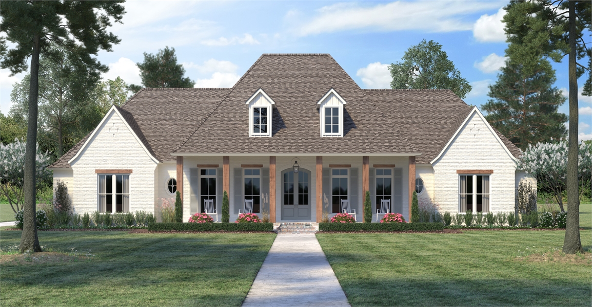 Beautiful French Country Acadian with Covered Front Entry image of Plan 6838