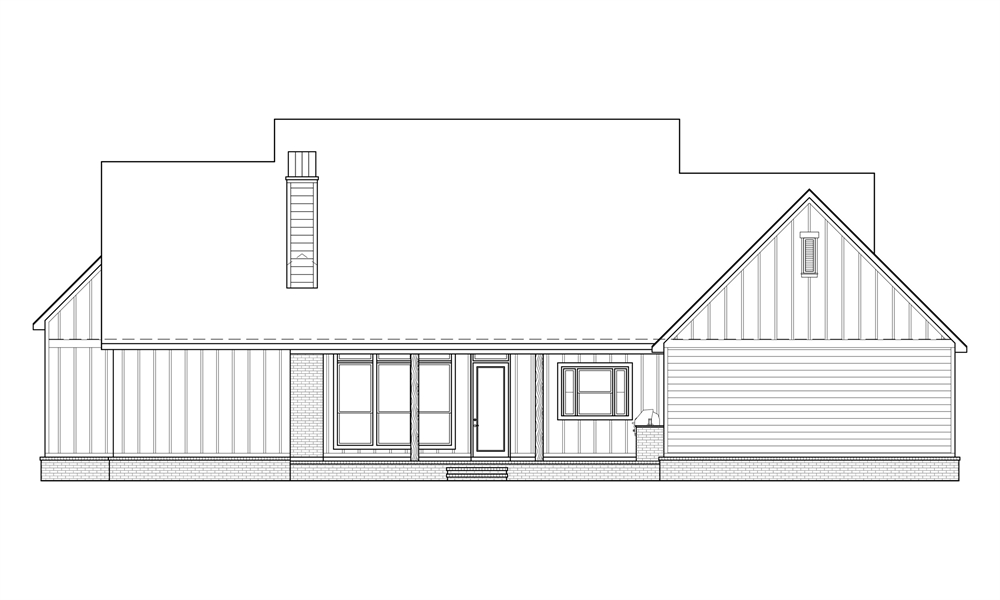 Designer's Rear View Schematic Rendering image of Black Creek House Plan
