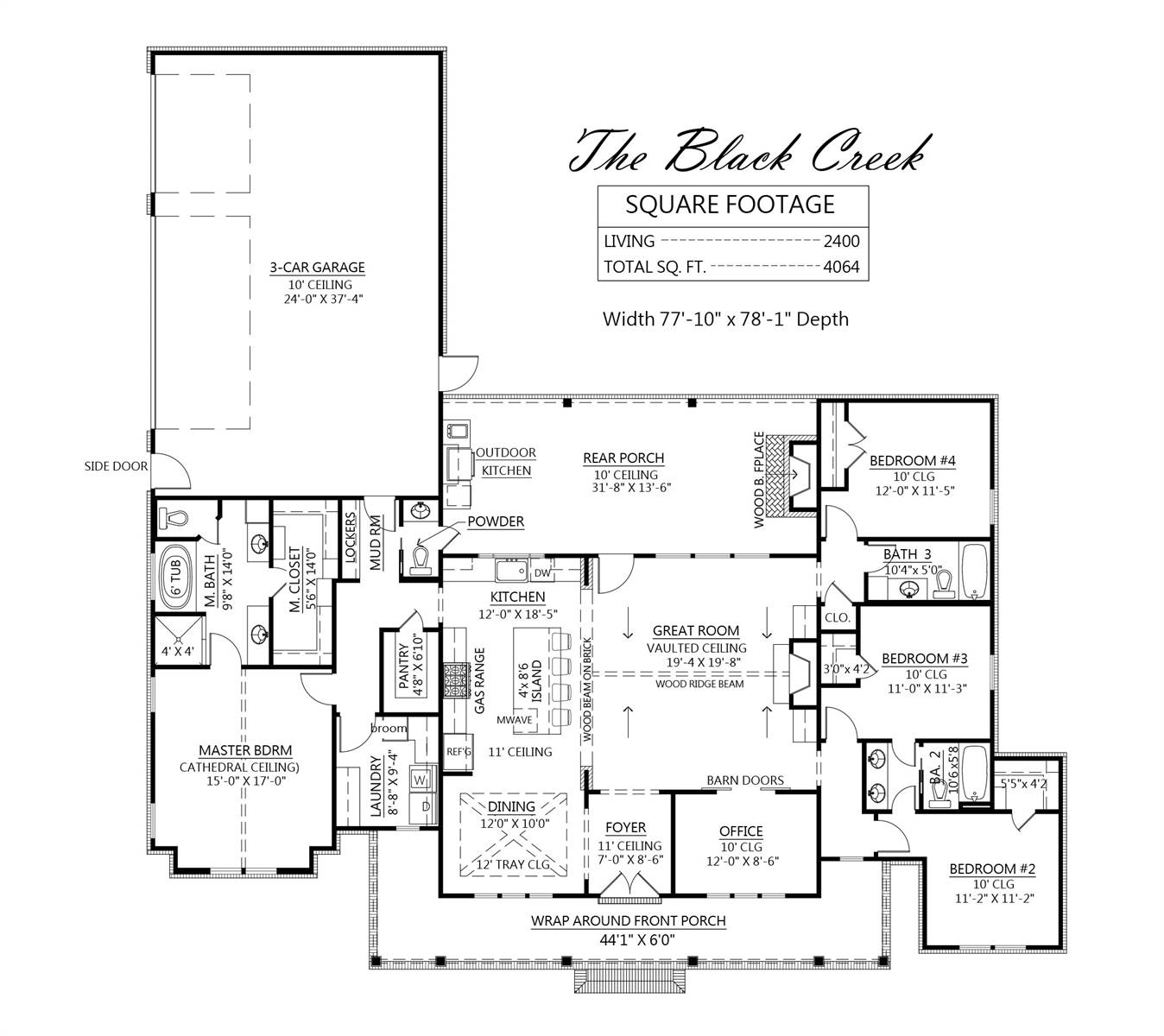 American Farmhouse Plan With 4 Bedrooms And A Great Room Plan 7698