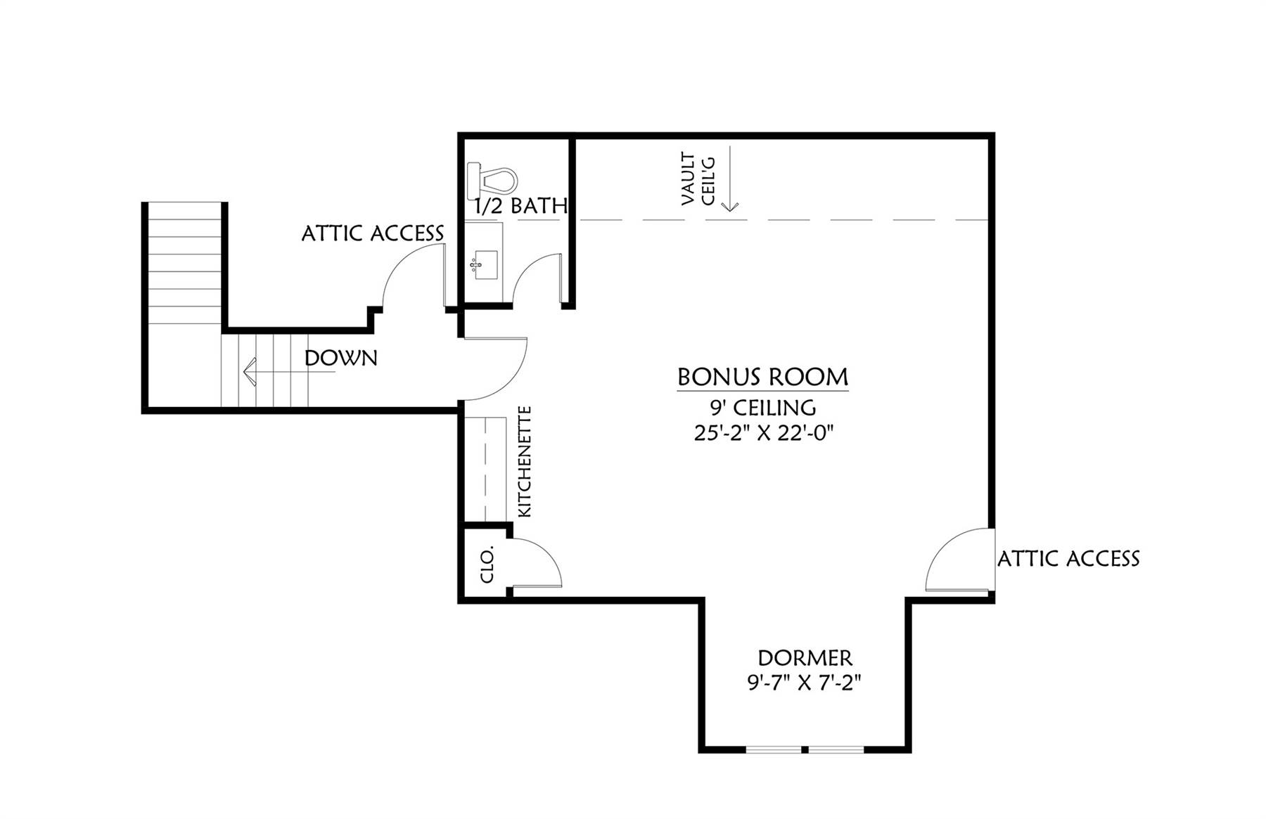 Bonus Room image of Cotton Grove House Plan