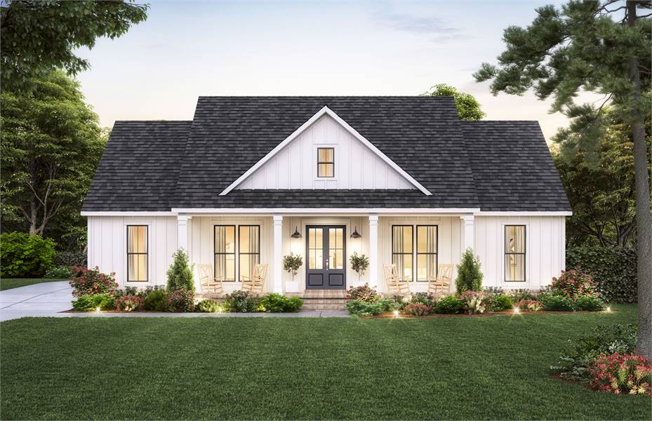 Affordable One-Story FarmHouse with Double Door Entry
