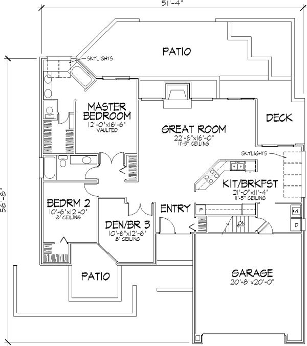 Ranch House Plan With 3 Bedrooms And 2 5 Baths Plan 1372