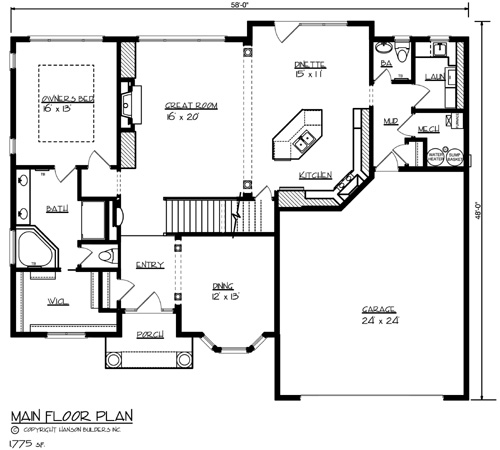 Cottage House Plan with 4 Bedrooms and 2.5 Baths - Plan 1692