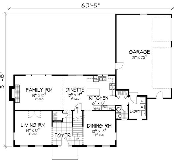 Colonial House Plan with 4 Bedrooms and 2.5 Baths - Plan 6192