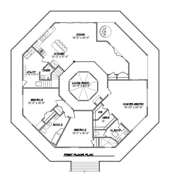 Main Floor Plan image of Octagon House Plan