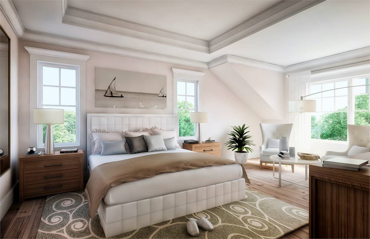 Luxurious Master Bedroom Featuring Gorgeous Tray Ceiling
