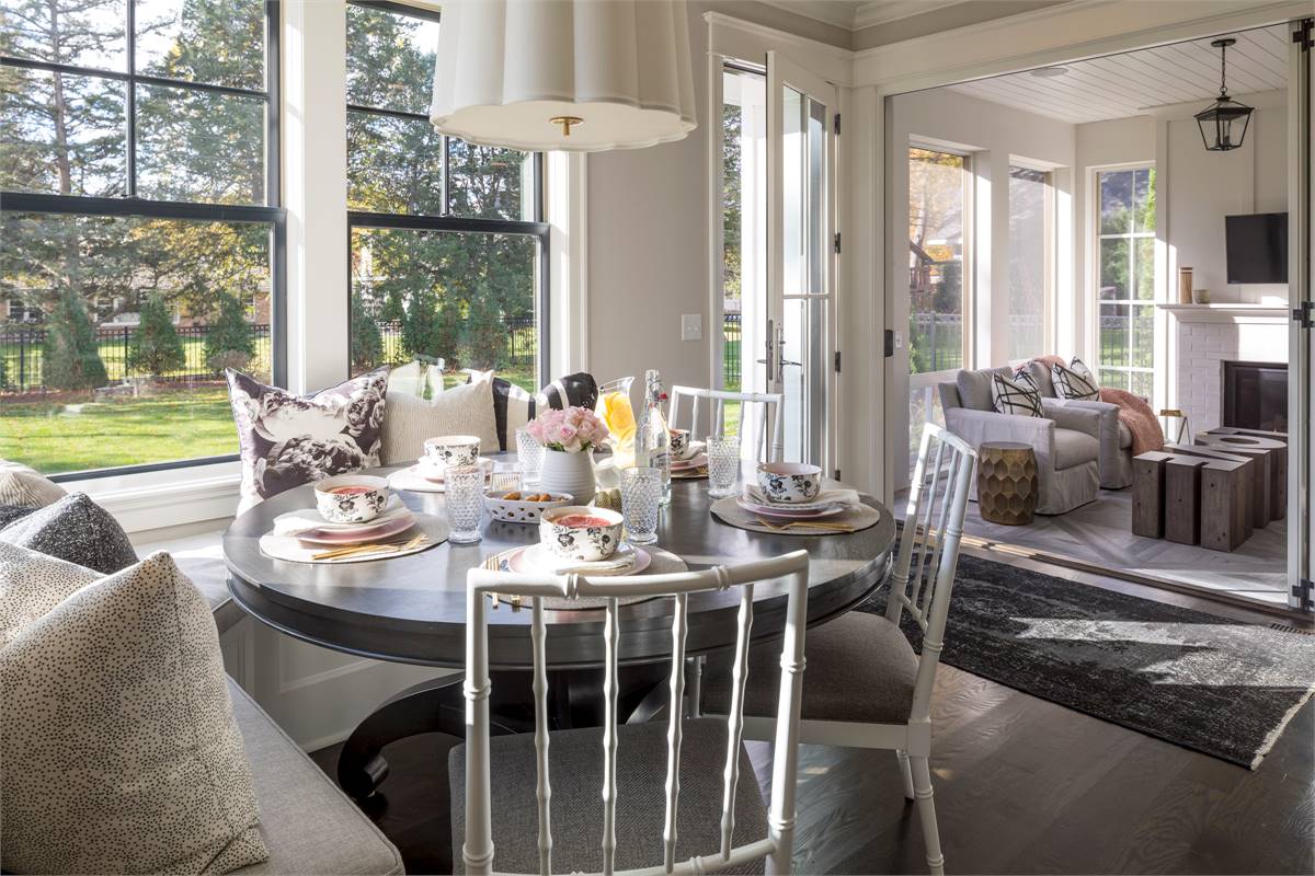 Beautiful Dining Room with Large Windows and Natural Light