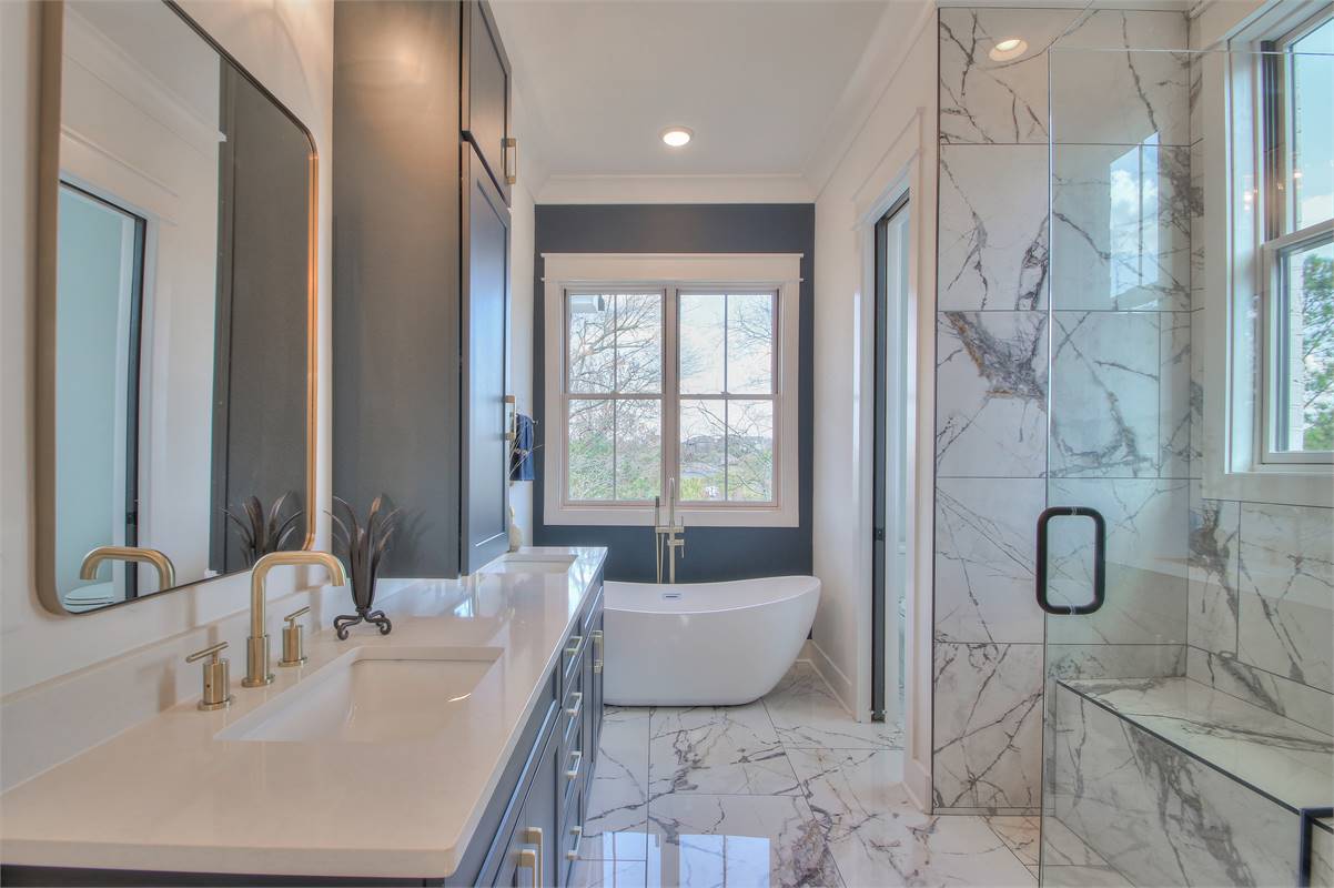 Bath Featuring Large Glass Enclosed Shower