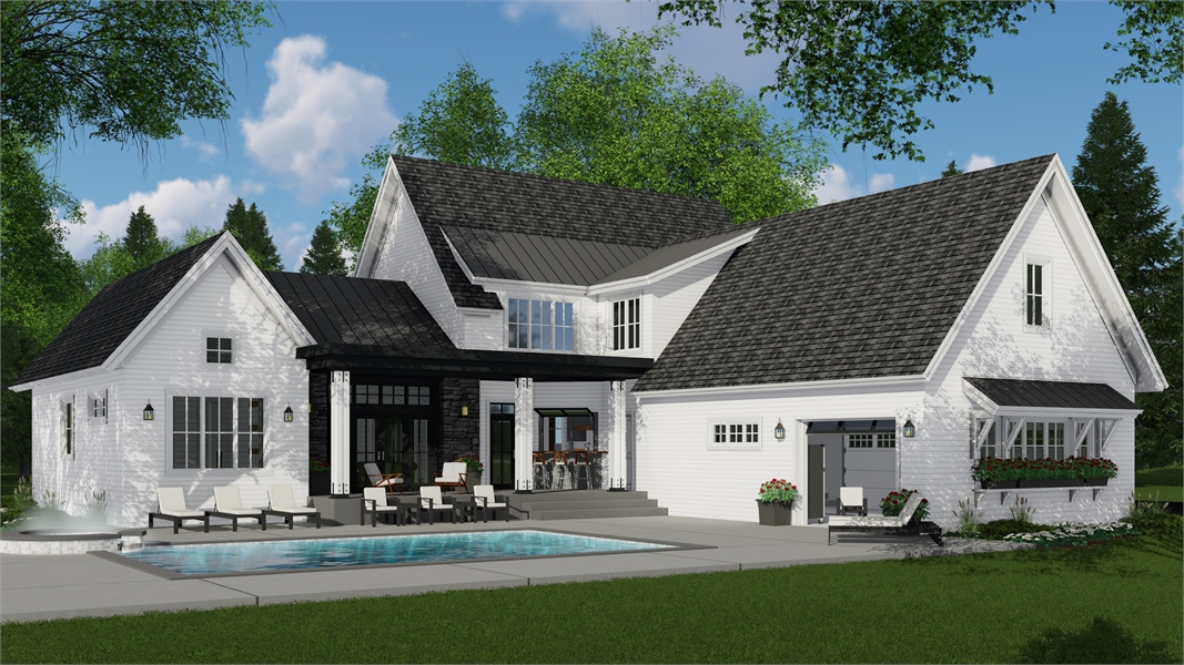 Rear Rendering image of The Durham House Plan