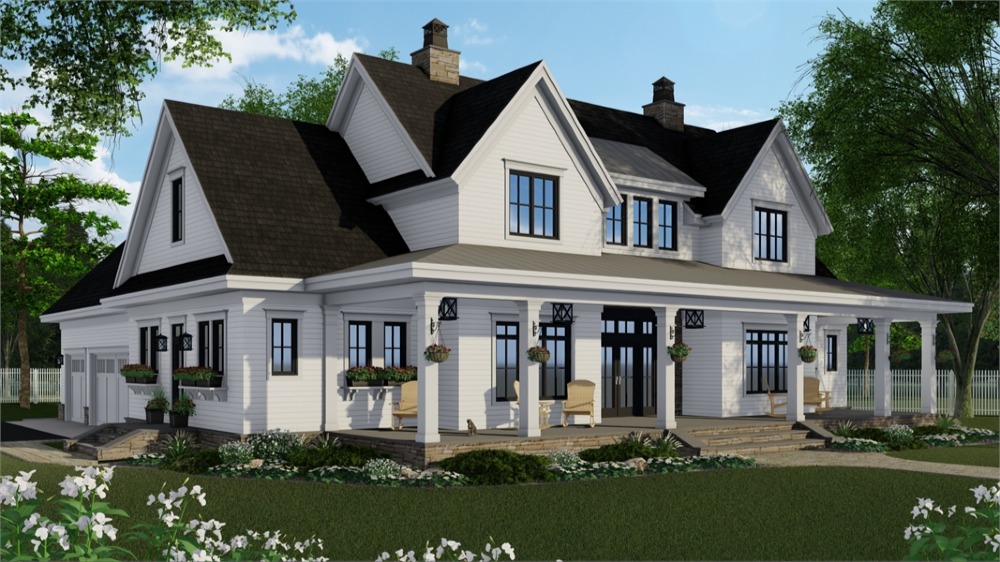 Designer's Front & Side Rendering image of Millerville House Plan