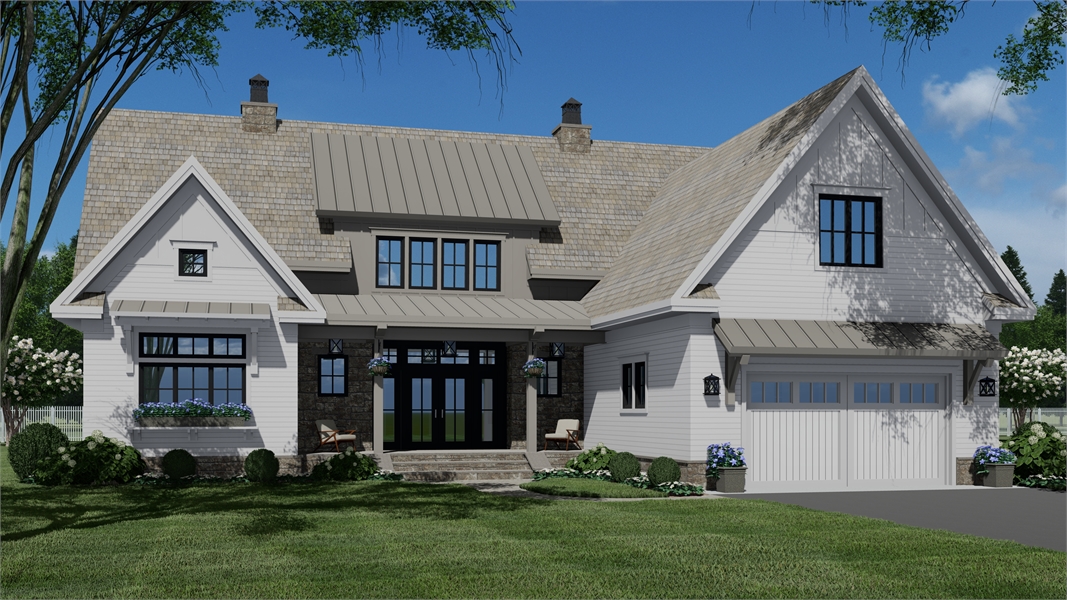 Front rendering with 2-car garage