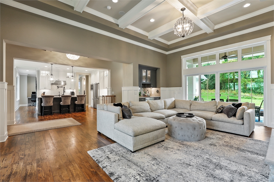 Great Room with Coffered Ceilings image of Green Acres House Plan