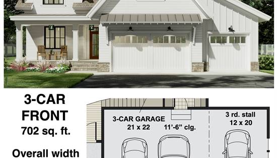 3 Car Garage Front Entry