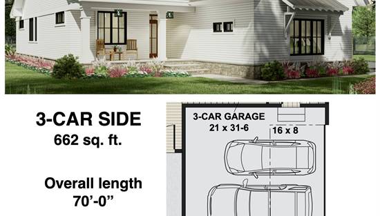 3 Car Garage Side Entry