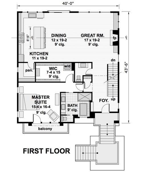 1st Floor Plan image of Plan 1974