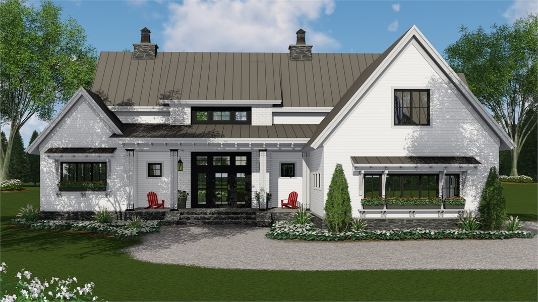 Gorgeous Front View with Large Windows and Central Dormer