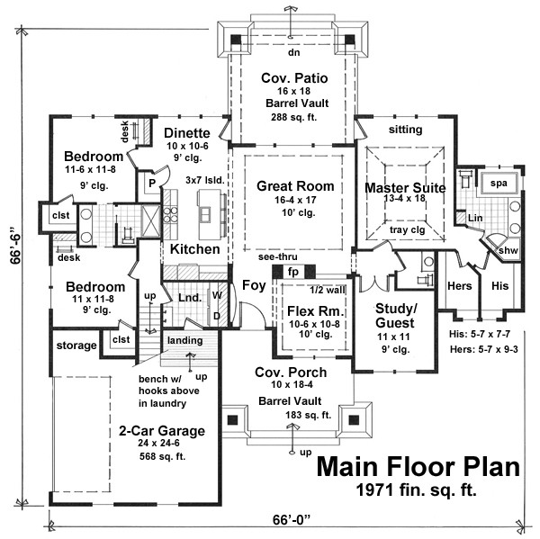 Three Bedroom Craftsman House Plan, Country Craftsman House Plan With Split Bedroom Layout