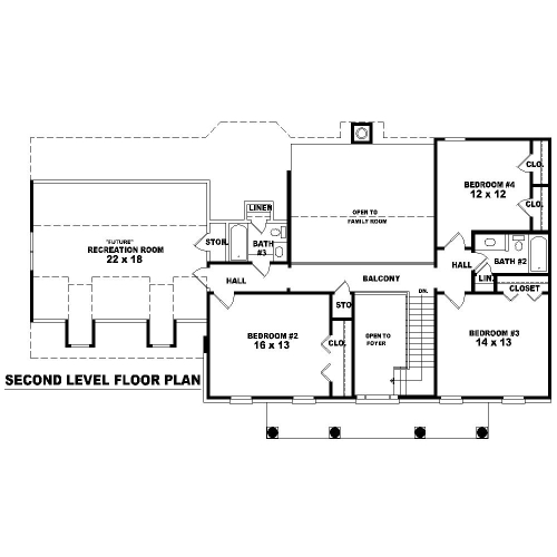 Colonial House Plan with 4 Bedrooms and 3.5 Baths - Plan 8132