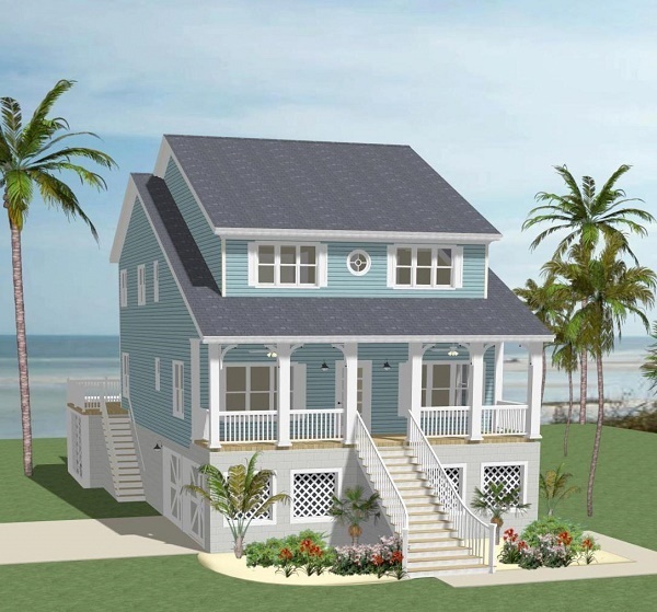 Carteret Pointe Beach Vacation Style House Plan 5532 - Plan 5532