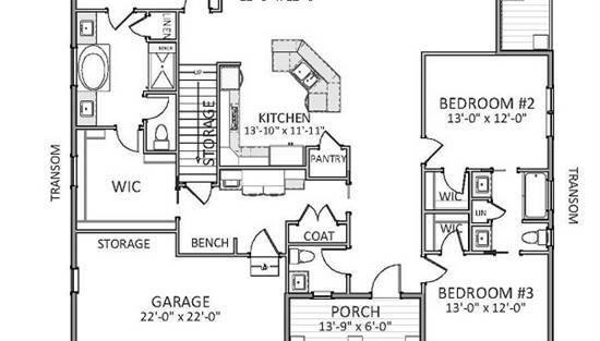 open floor plan ranch house design - Plan 9656