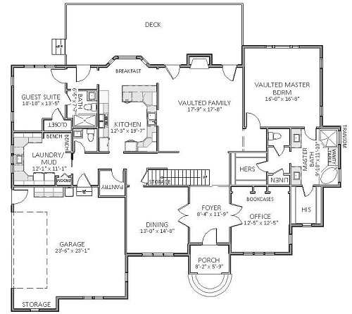 Craftsman Plan with 5 Bedrooms Including Master and Guest Suites - Plan ...