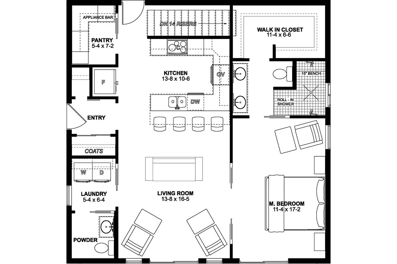 Alternate 1st Floor (Entry Locations & Basement Stairs)