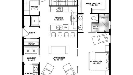 Alternate 1st Floor (Entry Locations & Basement Stairs)