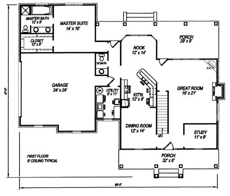 European House Plan with 3 Bedrooms and 2.5 Baths - Plan 5933