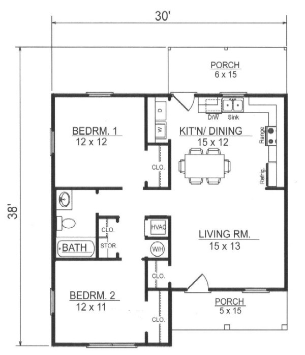 Cottage House Plan with 2 Bedrooms and 1.5 Baths - Plan 7797