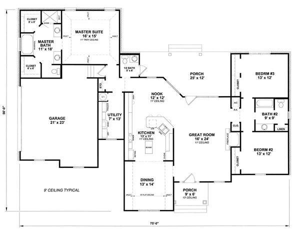 Mediterranean House Plan with 3 Bedrooms and 2.5 Baths - Plan 5930