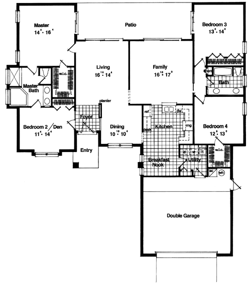 Contemporary House Plan with 4 Bedrooms and 2.5 Baths - Plan 4017